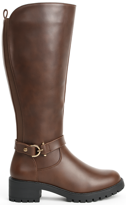 BRĄZOWE DAMSKIE KOZAKI ZAMEK SKÓRZANE NA SŁUPKU LERISAS 1