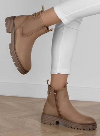 BEŻOWE BOTKI SKÓRZANE NA PLATFORMIE OCIEPLANE AURELIA
