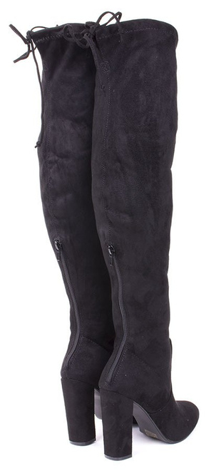 CZARNE ZAMSZOWE KOZAKI ZA KOLANO RAMONA 3