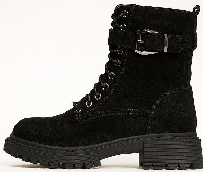 DAMSKIE CZARNE ZAMSZOWE BOTKI TRAPERY OCIEPLANE 3