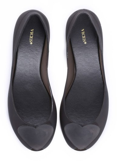 CZARNE GUMOWE BALERINKI MELISKI Z SERCEM HEART