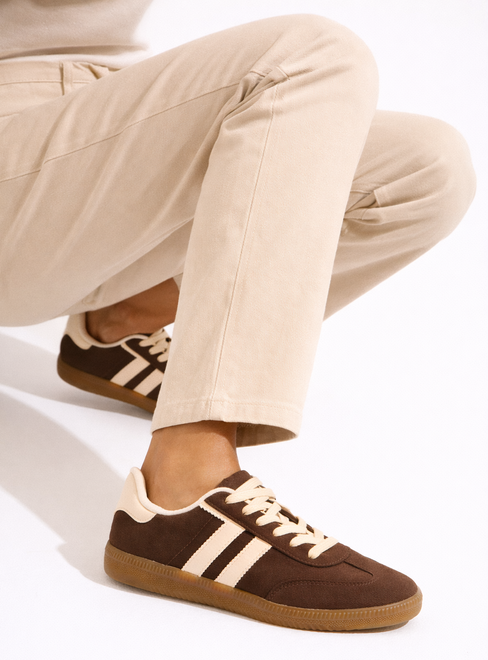 BRĄZOWE DAMSKIE SNEAKERSY TRAMPKI ZAMSZOWE SZNUROWANE 6