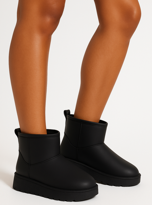 CZARNE OCIEPLANE ŚNIEGOWCE BOTKI NA PLATFORMIE NEVELA