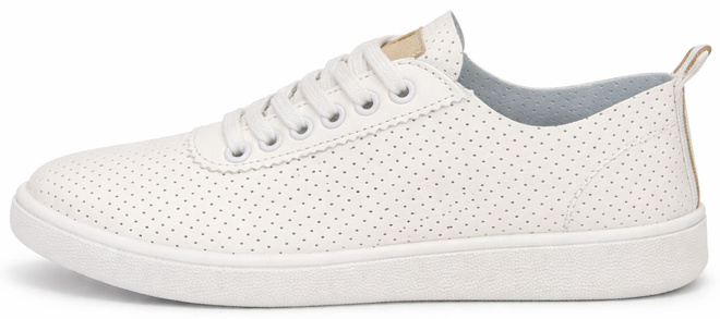 BIAŁE SKÓRZANE AŻUROWE TRAMPKI TENISÓWKI ZŁOTE WSTAWKI 3