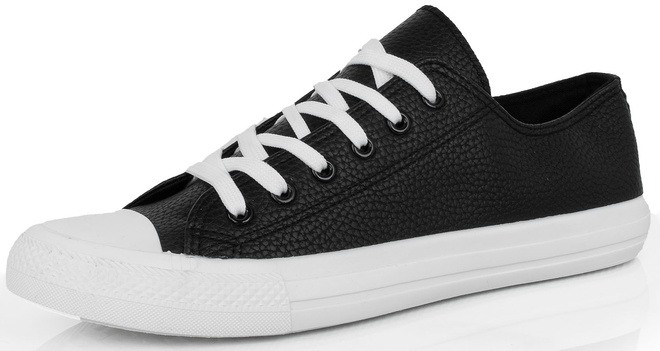 CZARNE SZNUROWANE TRAMPKI TENISÓWKI MĘSKIE  3