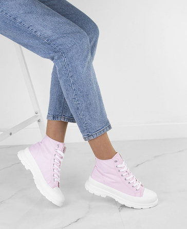 RÓŻOWE  WYSOKIE TRAMPKI KERIS