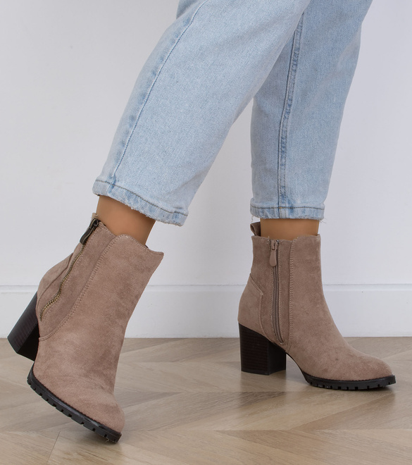 KHAKI DAMSKIE BOTKI NA SŁUPKU ZAMSZOWE GOLIA 5