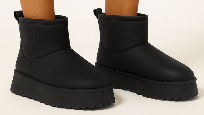 CZARNE OCIEPLANE ŚNIEGOWCE BOTKI NA PLATFORMIE NEVELA 2