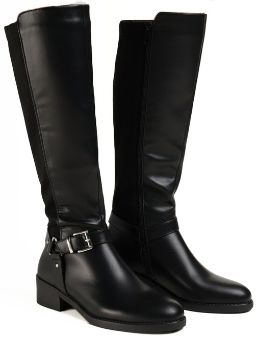 CZARNE DAMSKIE KOZAKI SKÓRZANE NA SŁUPKU OLESSA 5