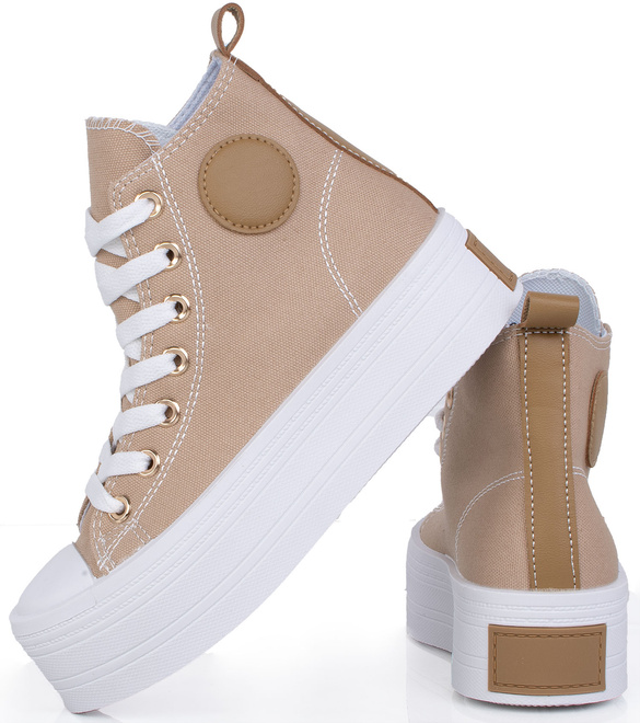 DAMSKIE BEŻOWE WYSOKIE TRAMPKI NA PLATFORMIE HOLA 2