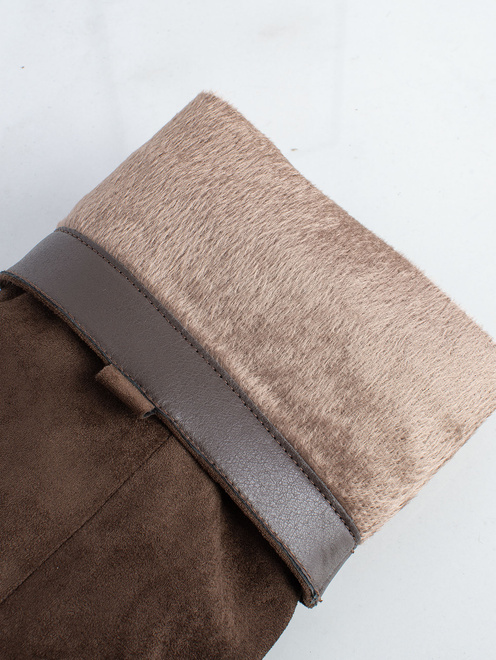 DAMSKIE BRĄZOWE WYSOKIE KOZAKI ZAMSZOWE NA SŁUPKU ROSELINE 7