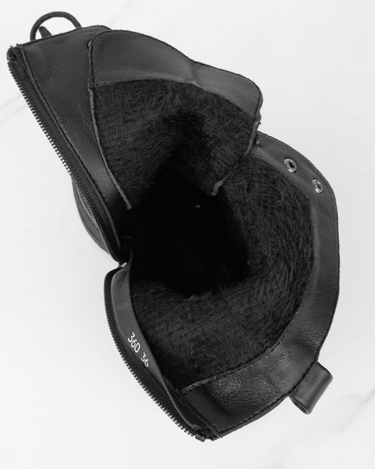 CZARNE DAMSKIE BOTKI NA SŁUPKU SKÓRZANE OLO 8