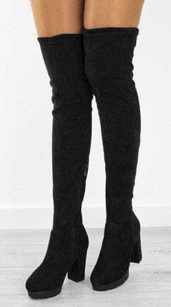 CZARNE ZAMSZOWE KOZAKI ZA KOLANO LOTTIE