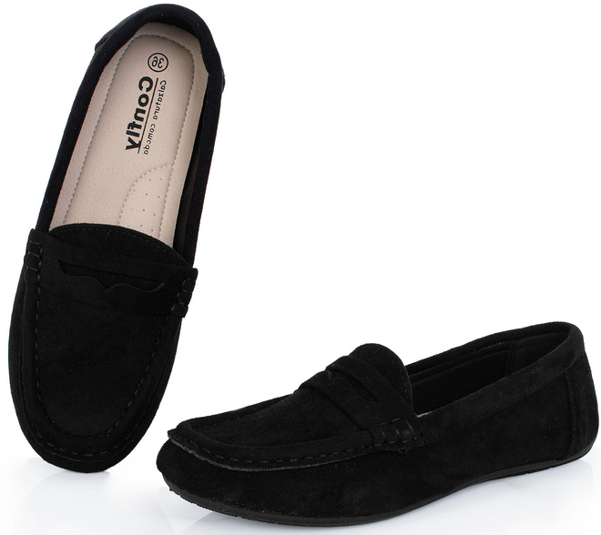 CZARNE MOKASYNY ZAMSZOWE DAMSKIE WSUWANE ORPE 4