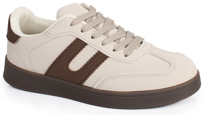 BEŻOWE DAMSKIE SNEAKERSY TRAMPKI ZAMSZOWE SZNUROWANE BEAR 1