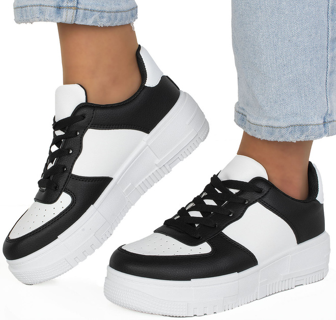 CZARNE SNEAKERSY TRAMPKI KLASYCZNE NA PLATFORMIE KIRE 4