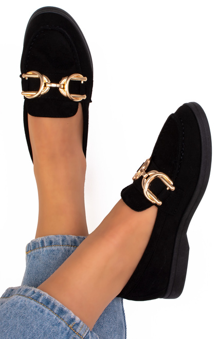 CZARNE MOKASYNY ZAMSZOWE PÓŁBUTY DAMSKIE LOLILA 2