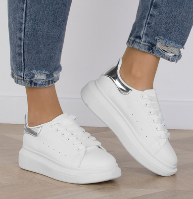 BIAŁE SNEAKERSY TRAMPKI KLASYCZNE NA PLATFORMIE ANDI