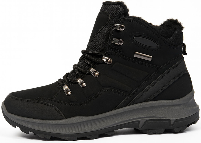 CZARNE MĘSKIE OCIEPLANE BUTY TREKKINGOWE TRAPERY 3