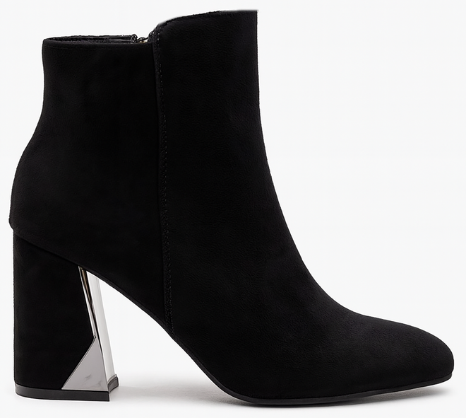 CZARNE DAMSKIE BOTKI NA SŁUPKU ZAMSZOWE OCIEPLANE SAVIRA 1