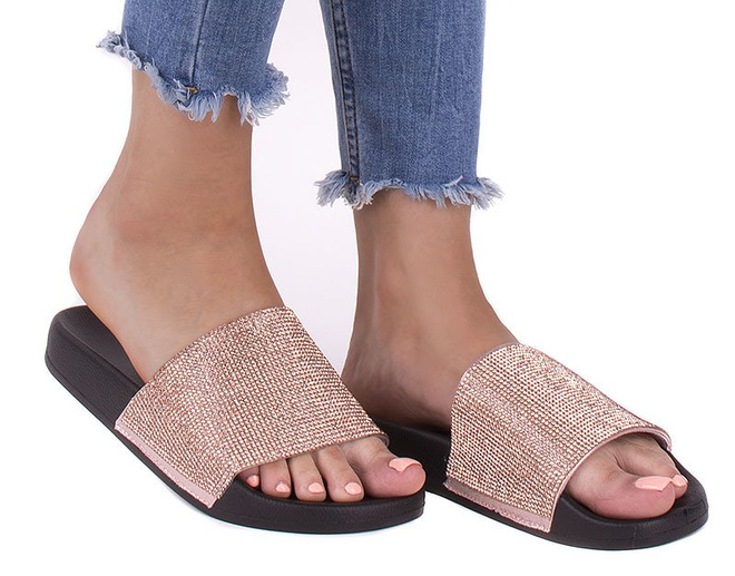 ZŁOTE GUMOWE KLAPKI Z CYRKONIAMI DIAMONDS 1