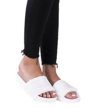 BIAŁE GUMOWE KLAPKI Z FUTERKIEM RIRI
