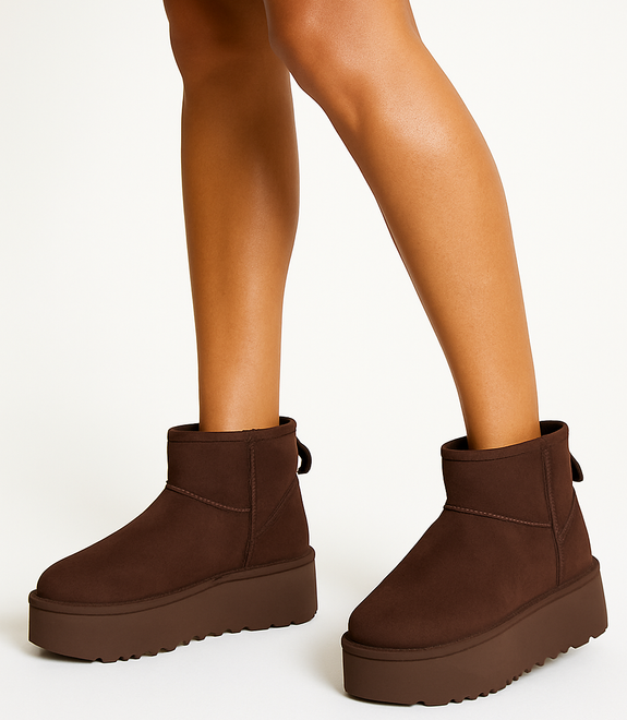 BRĄZOWE OCIEPLANE ŚNIEGOWCE BOTKI NA PLATFORMIE AMBRIA 5