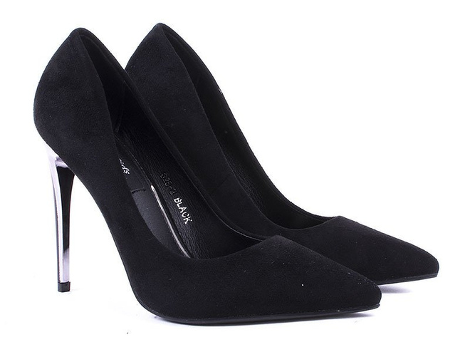 CZARNE ZAMSZOWE SZPILKI  W SZPIC ALEXIS