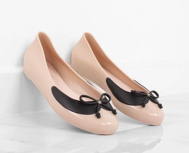 BEŻOWE GUMOWE BALERINKI LYSIA