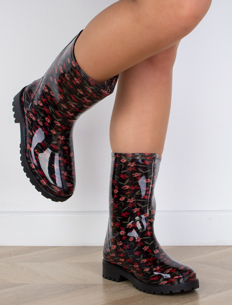 BŁYSZCZĄCE KALOSZE BOTKI SZTYBLETY CZARNE ELWOOD