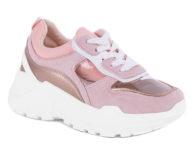 RÓŻOWE SNEAKERSY GRUBA PODESZWA TRANSPARENT 1