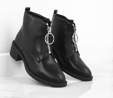 CZARNE DAMSKIE BOTKI Z ZAMKIEM EKOSKÓRA LUXE