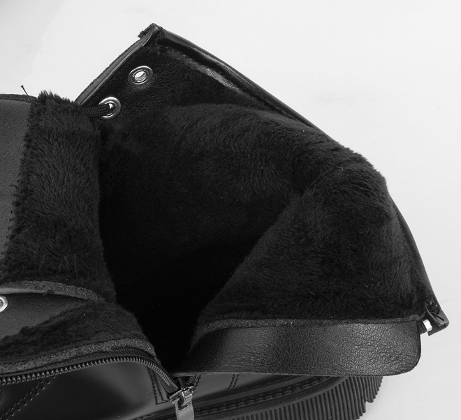 CZARNE SKÓRZANE BOTKI DAMSKIE OCIEPLANE TRAPERY GLANY AXERNE 7