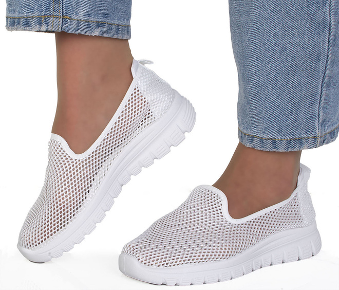 BIAŁE TENISÓWKI AŻUROWE SLIP ON WSUWANE ALODIA 4