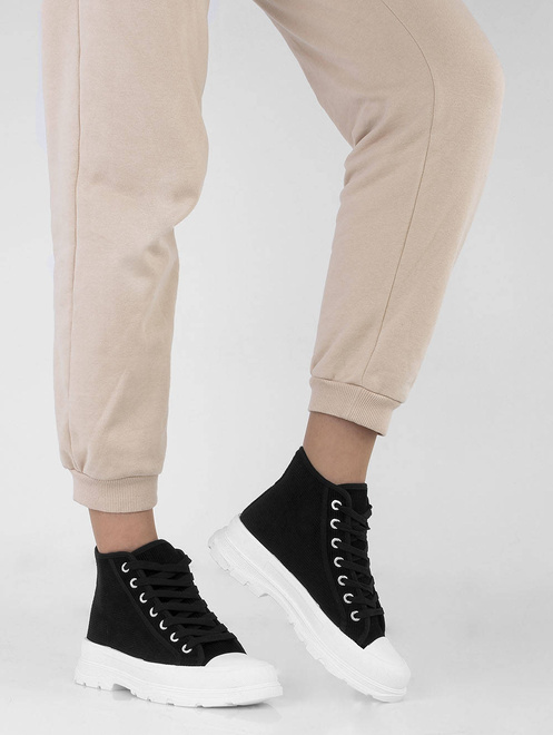 CZARNE WYSOKIE TRAMPKI PALLADI 5