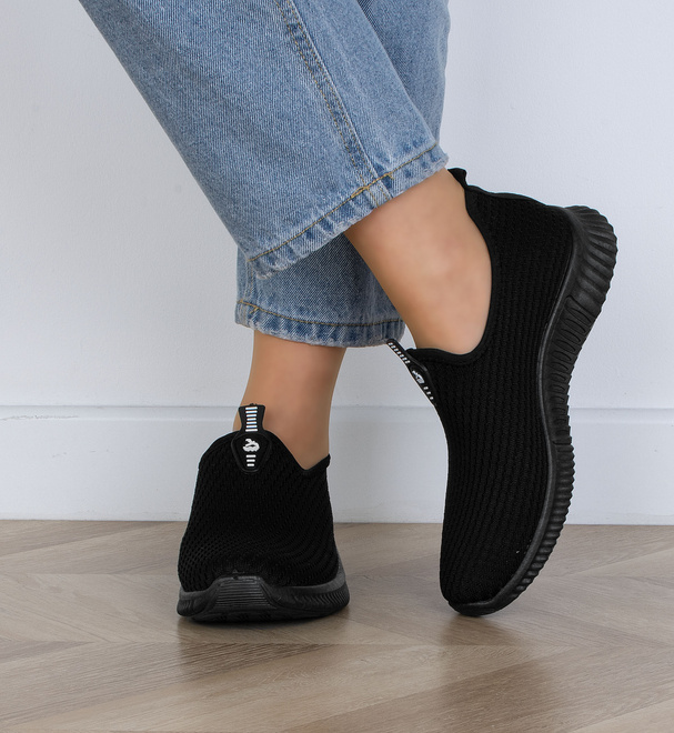 CZARNE BUTY SPORTOWE SNEAKERSY WSUWANE  6