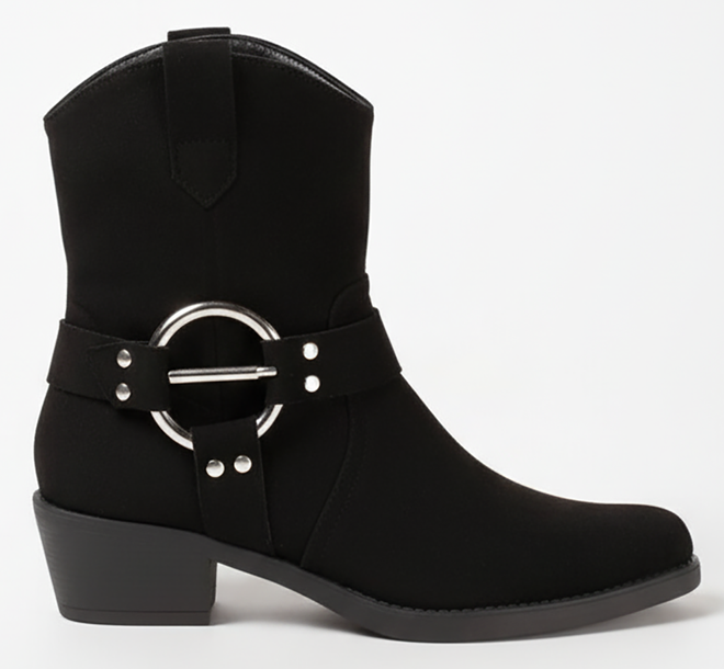 CZARNE ZAMSZOWE KOZAKI KOWBOJKI NA SŁUPKU CIRA 1