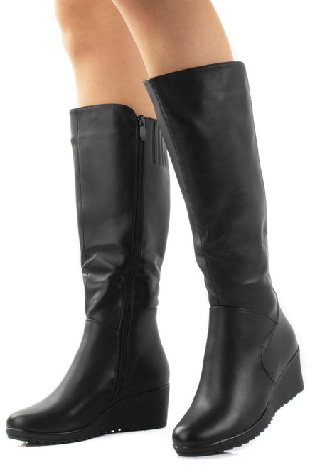 CZARNE OCIEPLANE KOZAKI NA KOTURNIE IRINA 2