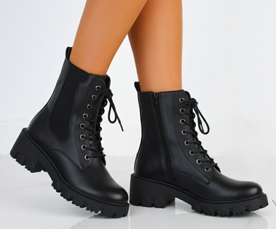 CZARNE BOTKI OCIEPLANE TRAPERY NA PLATFORMIE ALMILA