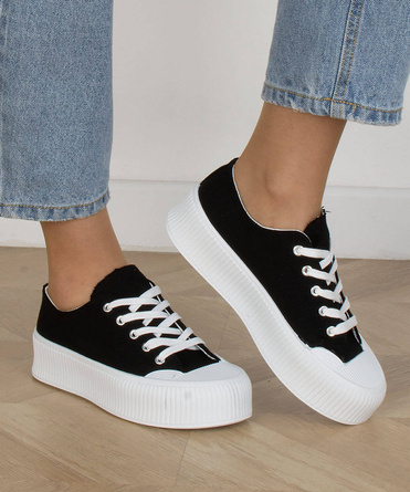 CZARNE TRAMPKI SNEAKERSY SPORTOWE NA PLATFORMIE DIZZY