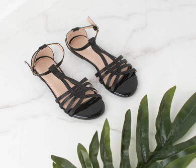 CZARNE SANDAŁY DAMSKIE BŁYSZCZĄCE JAYDA