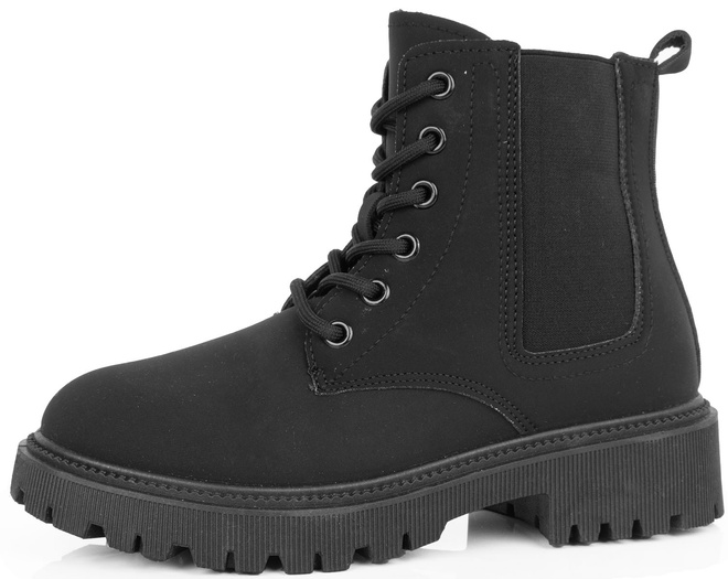 CZARNE BOTKI OCIEPLANE GLANY TRAPERY SZNUROWANE BOTTE 3