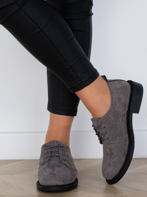 SZARE PÓŁBUTY ZAMSZOWE DAMSKIE SZNUROWANE SIRRO 8