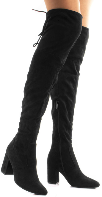 CZARNE KOZAKI ZA KOLANO NA SŁUPKU SELENA 2