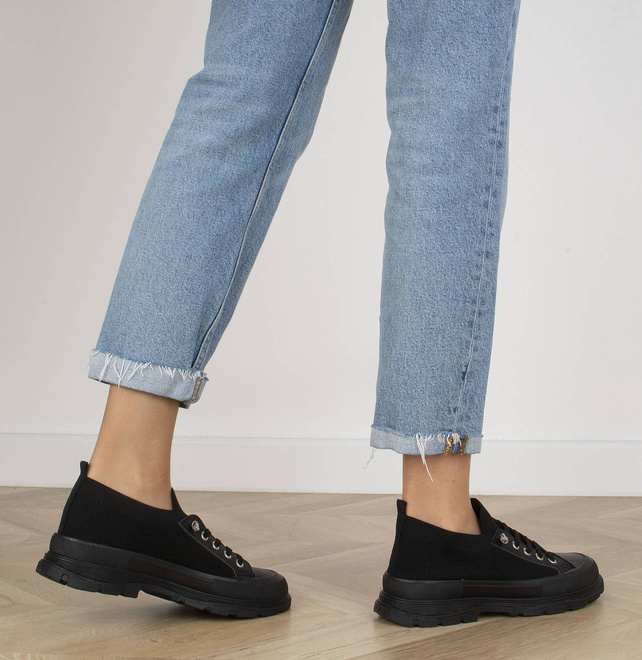 CZARNE NISKIE TRAMPKI ELASTYCZNE SIATKA CAMBRIA 5