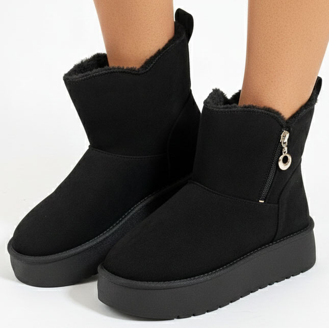 CZARNE OCIEPLANE ŚNIEGOWCE BOTKI NA PLATFORMIE 4