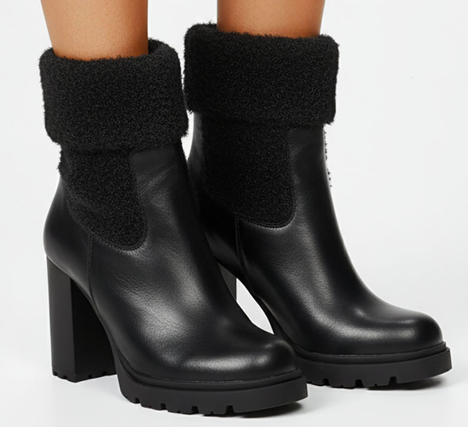  SKÓRZANE CZARNE BOTKI NA OBCASIE NA SŁUPKU OCIEPLANE BIGI 2