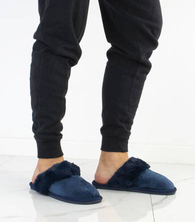 GRANATOWE MĘSKIE OCIEPLANE KAPCIE KLAPKI