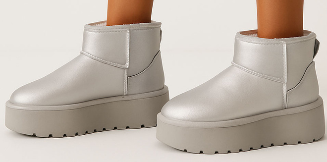 SREBRNE OCIEPLANE ŚNIEGOWCE BOTKI NA PLATFORMIE GOLD FALON 4