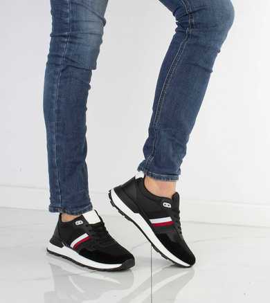 CZARNE SPORTOWE SNEAKERSY MĘSKIE